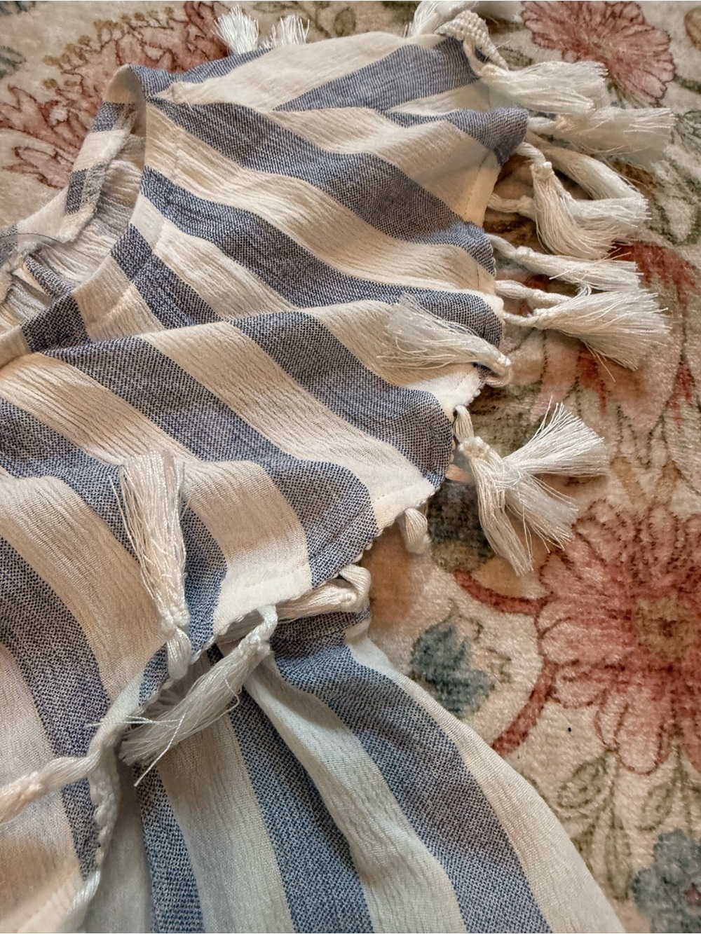 ANDRÉE BY UNIT Blue and White Striped Off-Shoulder Top - Picture 5 of 7